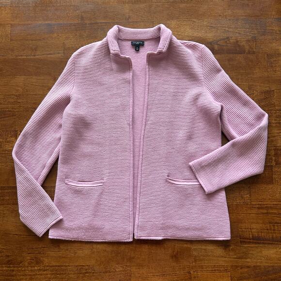 Talbots Sweaters - Talbots Women’s Small Petite Ribbed Open-Front Cardigan, Soft Pink Elegant Layer